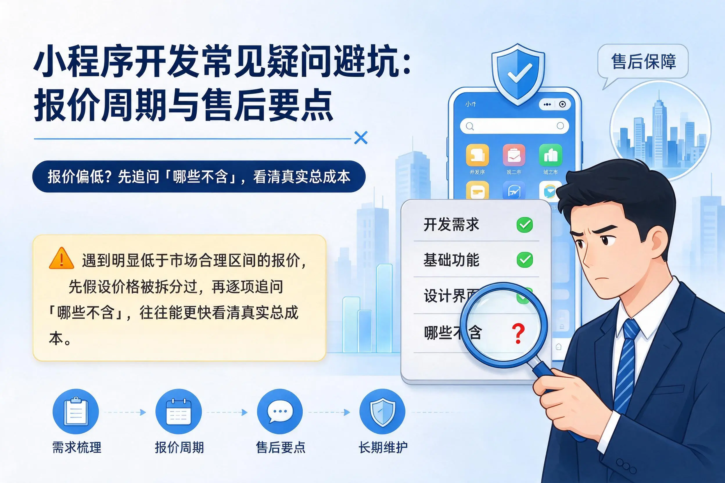 鹤岗小程序开发常见疑问避坑：报价周期与售后要点