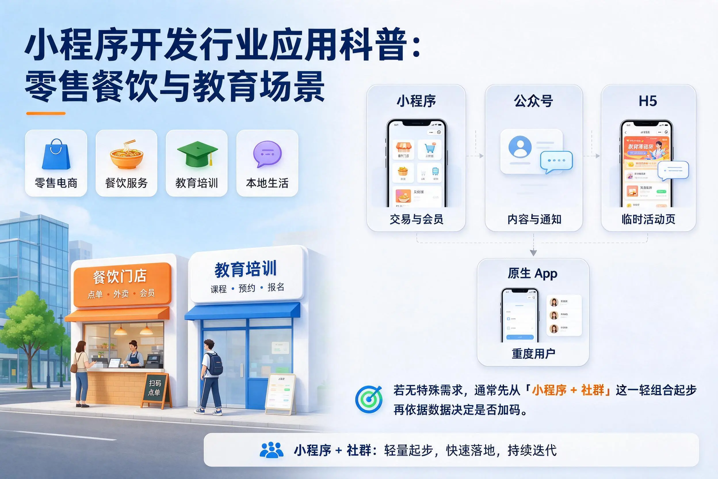 鹤岗小程序开发行业应用科普：零售餐饮与教育场景