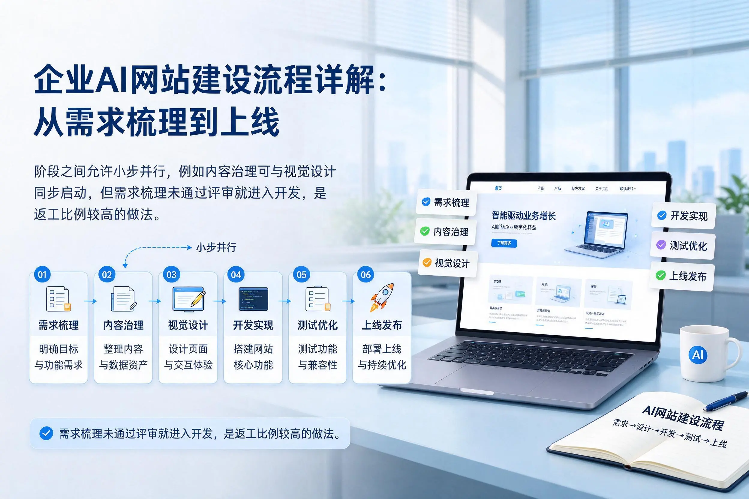 鹤岗企业AI网站建设流程详解:从需求梳理到上线